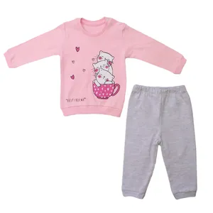 ست سویشرت و شلوار دخترانه مدل تری کتز رنگ صورتی