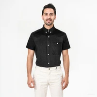 پیراهن آستین کوتاه یقه برگردان مردانه مدل مشکی 198631