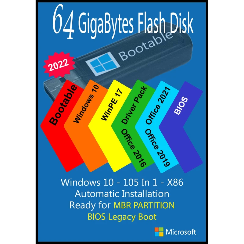 سیستم عامل Windows 10 - 105IN1 X86 - DriverPack 2022 - Office 2016-2019-2021 نشر مایکروسافت