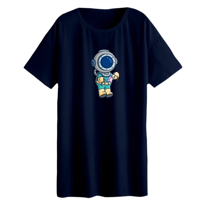 تی شرت لانگ زنانه مدل آدم فضایی کد 02