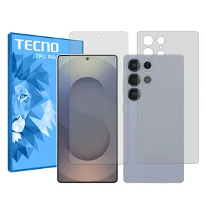 Tecno Resistant model transparent screen protector suitable for Samsung Galaxy S25 Ultra mobile phone along with the back of the phone