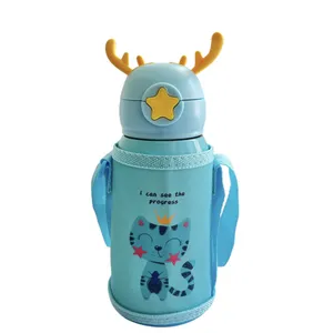 فلاسک کودک و نوزاد مدل دو درب طرح گربه کد VT907 گنجایش 0.5 لیتر