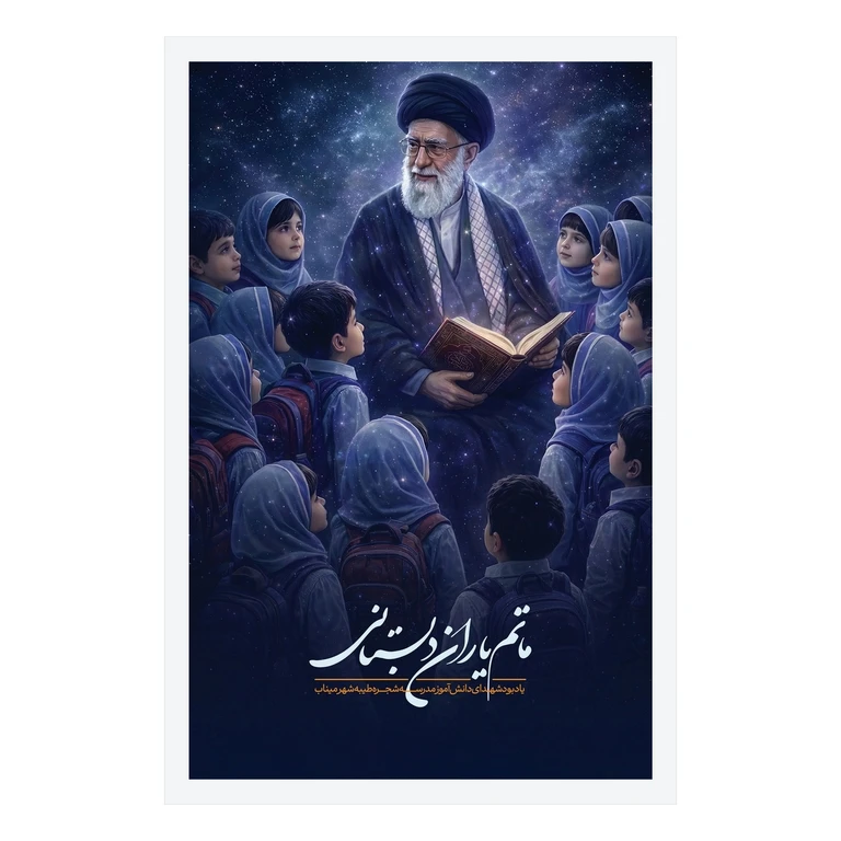 تابلو بکلیت طرح رهبر شهید آیت الله سید علی خامنه ای مدل W-S10609 فریم سفید