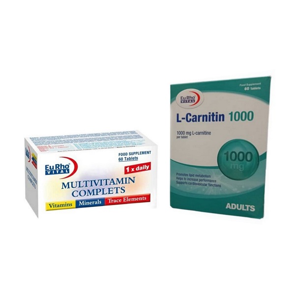 قرص ال کارنیتین 1000 به همراه مولتی ویتامین کتامپلیت یوروویتال بسته 60 عددی