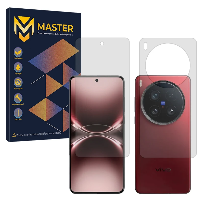 محافظ صفحه نمایش شفاف مستر مدل Resistant مناسب برای گوشی موبایل ویوو X200 Ultra به همراه محافظ پشت گوشی 