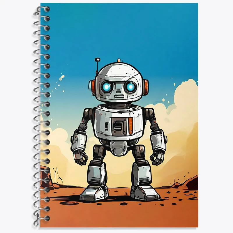 دفتر زبان 50 برگ خندالو مدل سه خط طرح ربات کیوت کد N1585