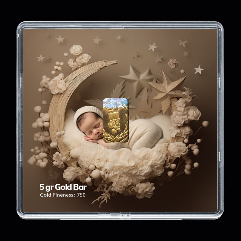 شمش طلا 18 عیار مدوپد مدل نوزاد کد SG-10276