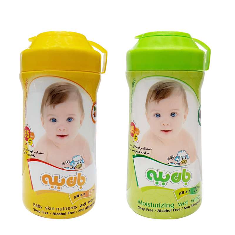 دستمال مرطوب جان ببه حاوی روغن آووکادو و بادام بسته 72 عددی مجموعه 2 عددی