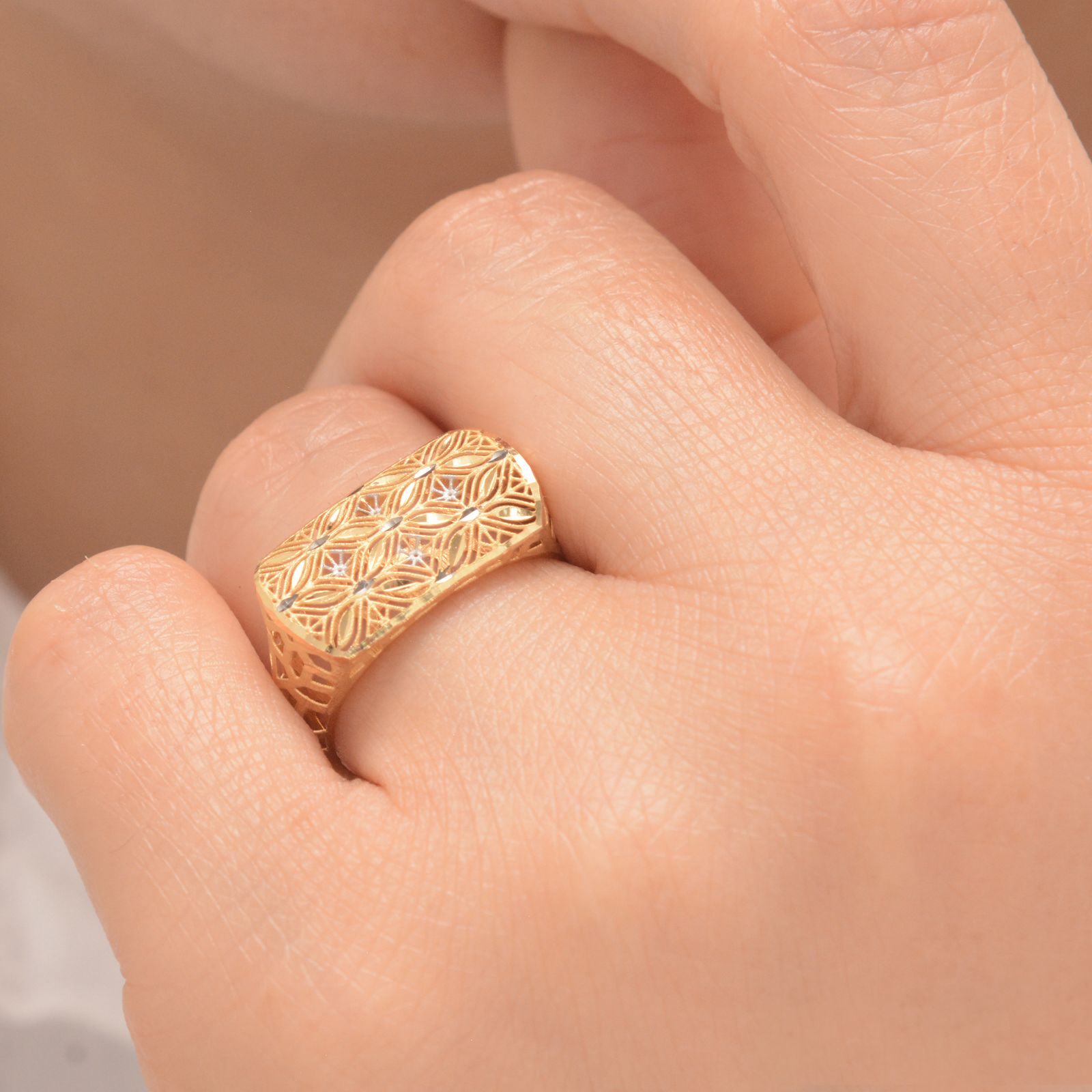 انگشتر طلا 18 عیار زنانه طلای مستجابی مدل مستطیل آوا کد 3 -  - 2