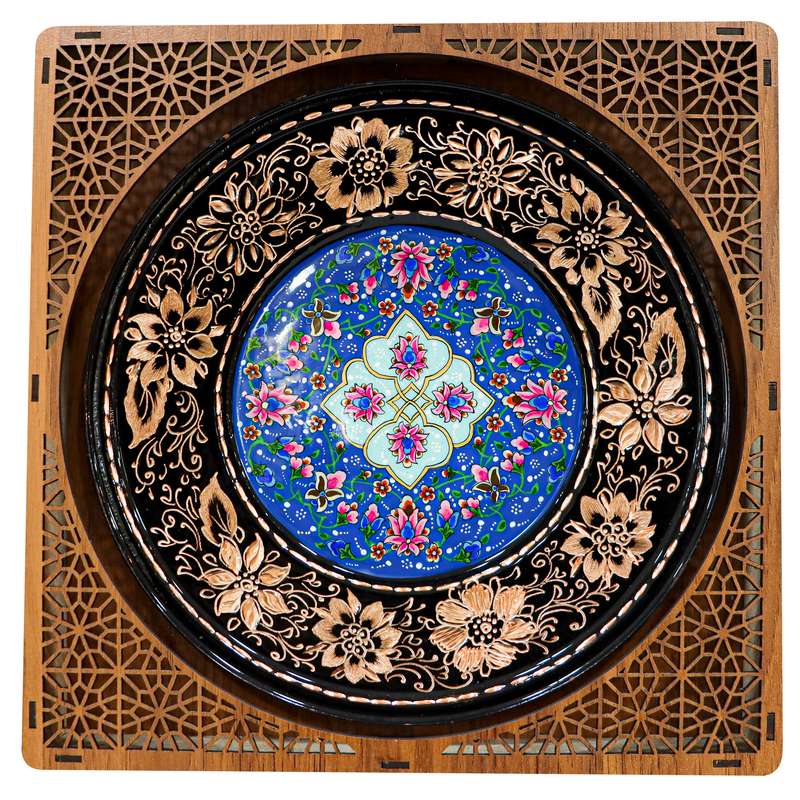 بشقاب مسی مدل ترکیب هنر الماس تراشی و پرداز کد 2825