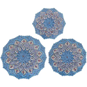 بشقاب مسی میناکاری شده اثر اسماعیلی طرح 10 سری سه عددی