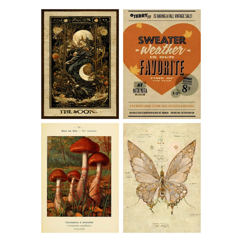 پوستر مدل مجموعه 8 عددی پوستر طرح وینتیج کد 03