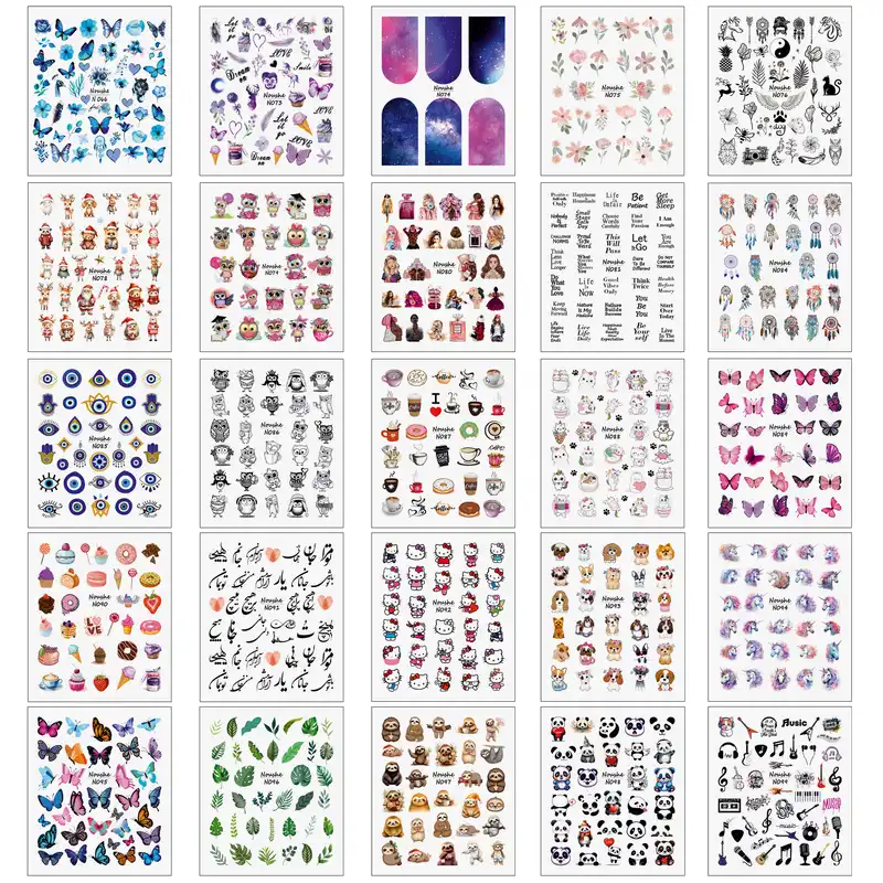 برچسب لنز ناخن مدل گلچین کد N066-099 مجموعه 25 عددی