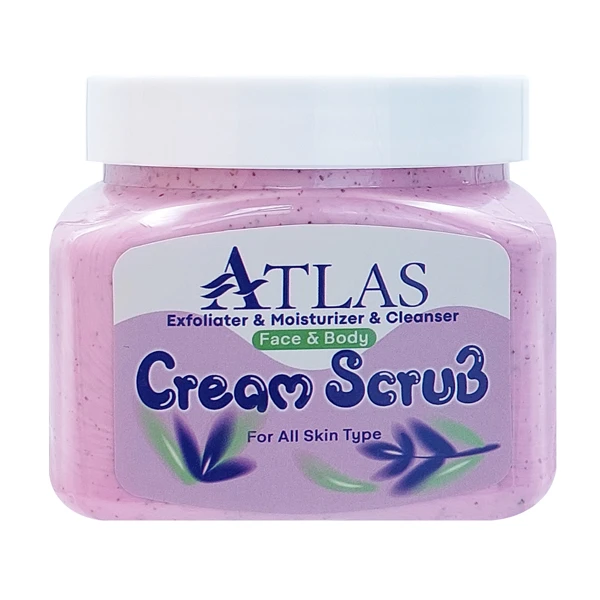 کرم اسکراب اطلس مدل Lavender مناسب انواع پوست وزن 500 گرم