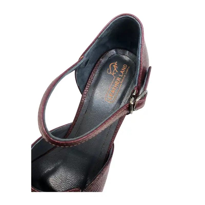صندل زنانه سرزمین چرم کد 1709 رنگ زرشکی