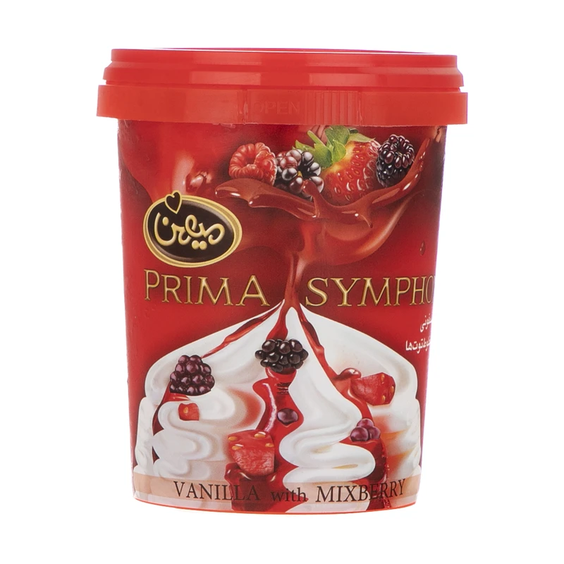 بستنی پریما سمفونی وانیل و مخلوط توت‌ها میهن - 350 گرم