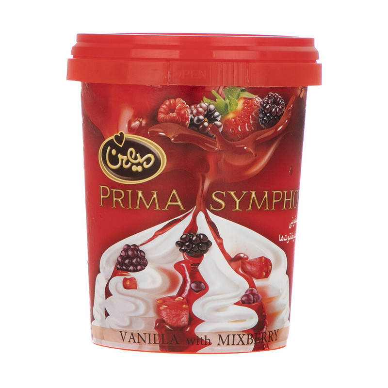 بستنی پریما سمفونی وانیل و مخلوط توت ها میهن - 350 گرم