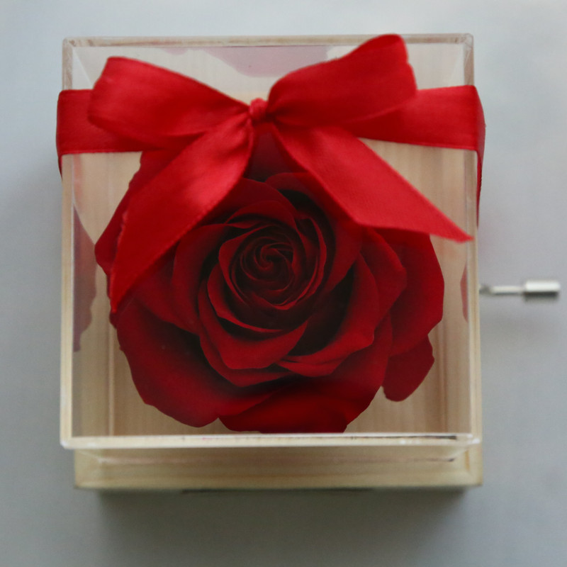 جعبه موزیکال دکوفیوره طرح رز جاودان مدل وودی لاو هندلی