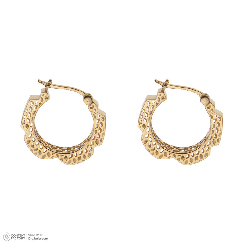 گوشواره حلقه‌ای طلا 18 عیار زنانه گلدم مدل اینه ای 6 ضلعیE-3070061 - 3