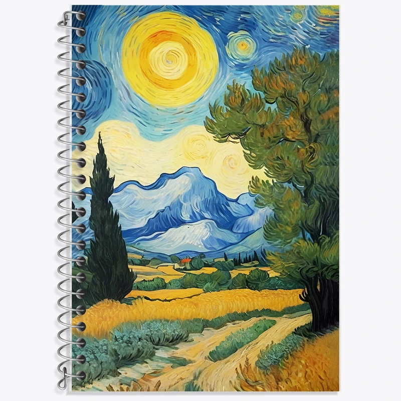 دفتر زبان 50 برگ خندالو مدل سه خط طرح نقاشی های ونسان ونگوگ کد F5102