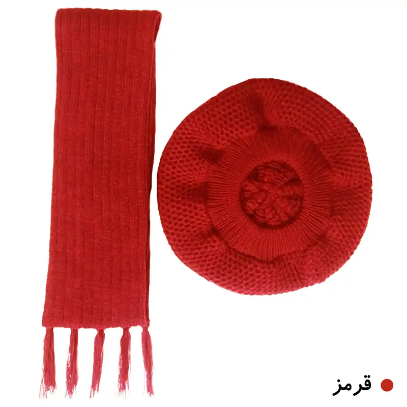 ست کلاه و شال گردن و ساق دست بافتنی زنانه کد BQ13