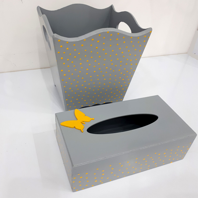 ست سطل و جا دستمال کاغذی مدل پروانهtz