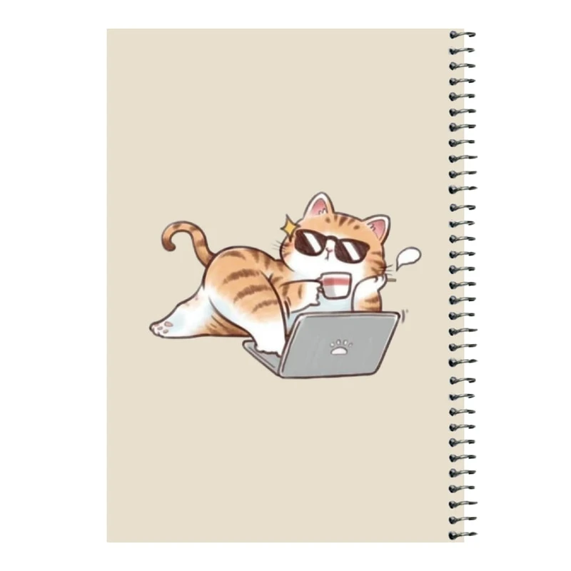 دفتر مشق 80 برگ اس جی مدل گربه و لپ تاپ   