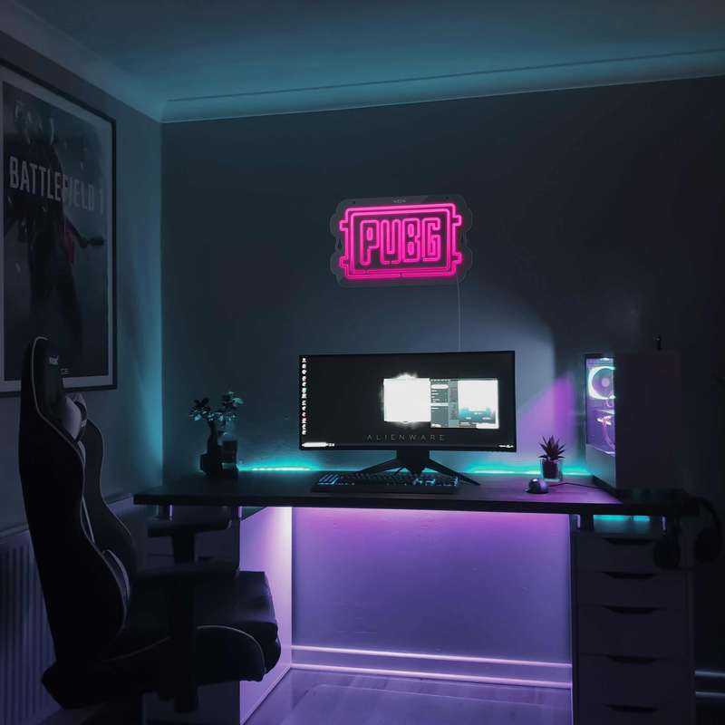 چراغ دیواری نئون دیزاین طرح Pubg-Logo_PN