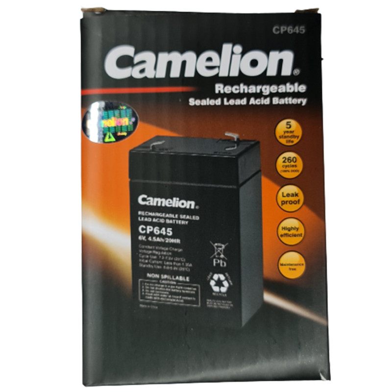 باتری سیلد اسید 6 ولت 4.5 آمپر ساعت کملیون مدل CP645