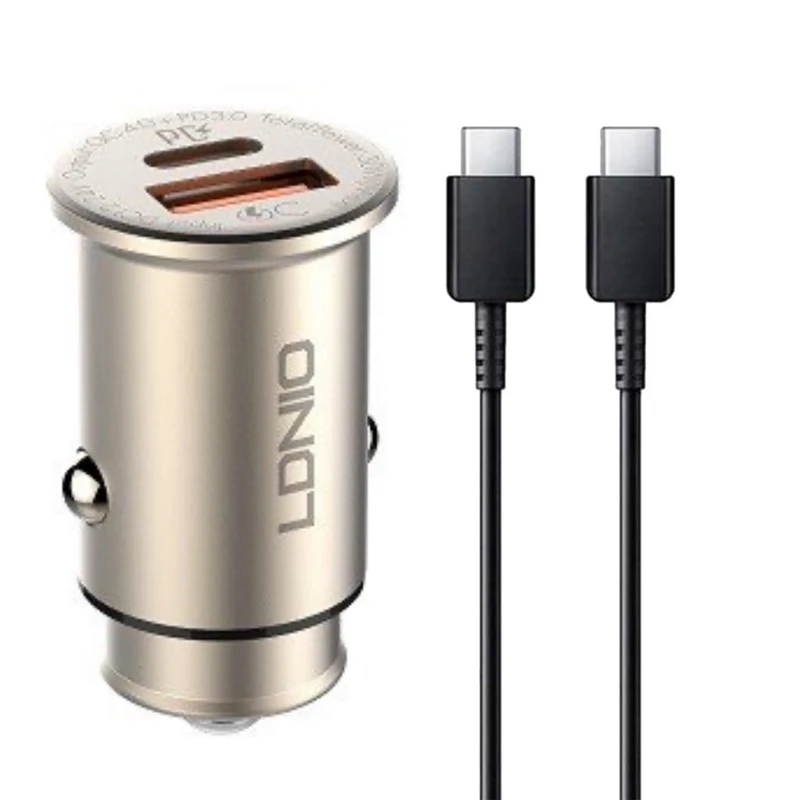 شارژر فندکی 30 وات الدینیو مدل C506Q به همراه کابل USB-C
