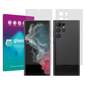 Glass Pro Resistant model transparent screen protector suitable for Samsung Galaxy S22 Ultra 5G mobile phone along with the back protector