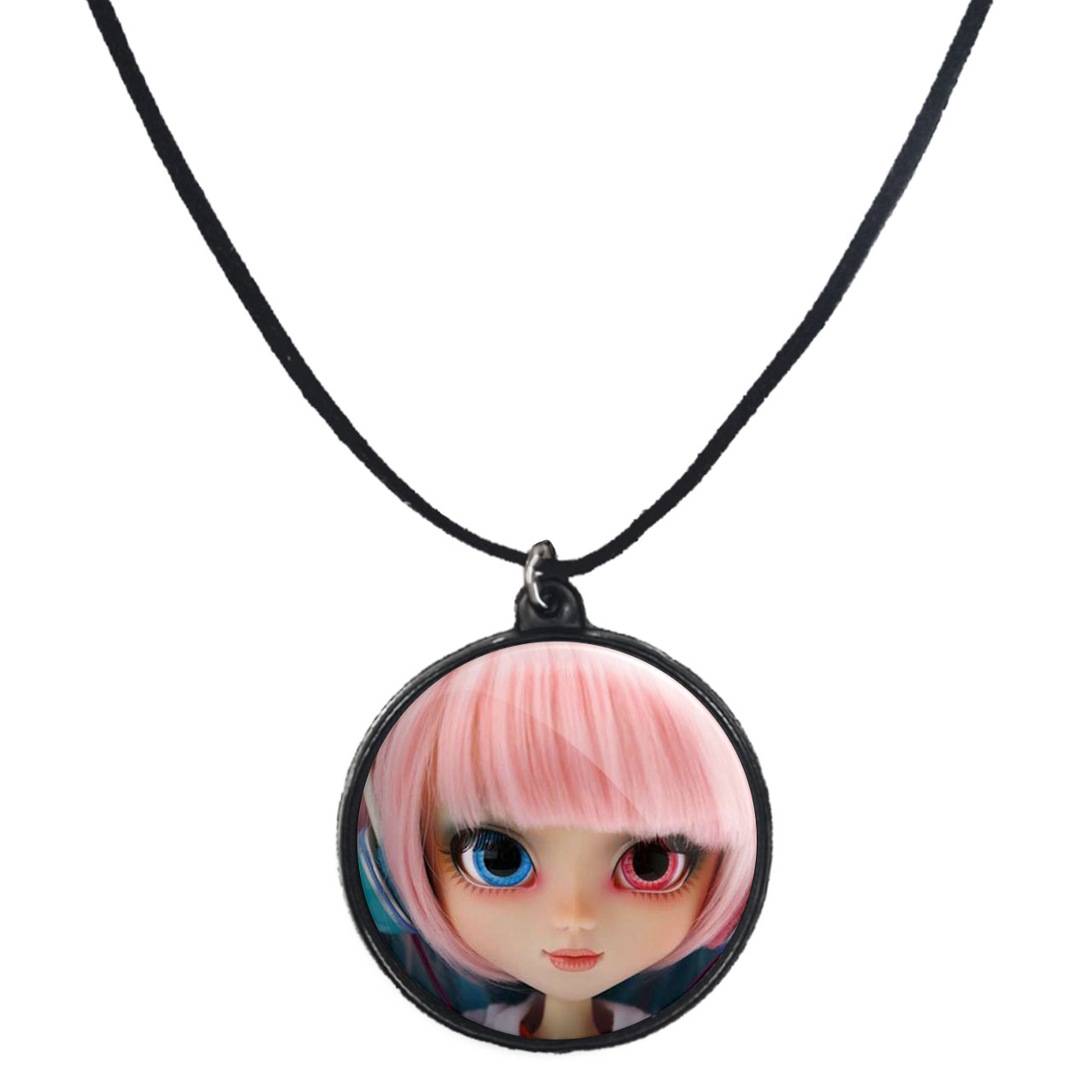 گردنبند پرمانه طرح عروسک زیبا کد pmb.2436 مدل دو طرفه