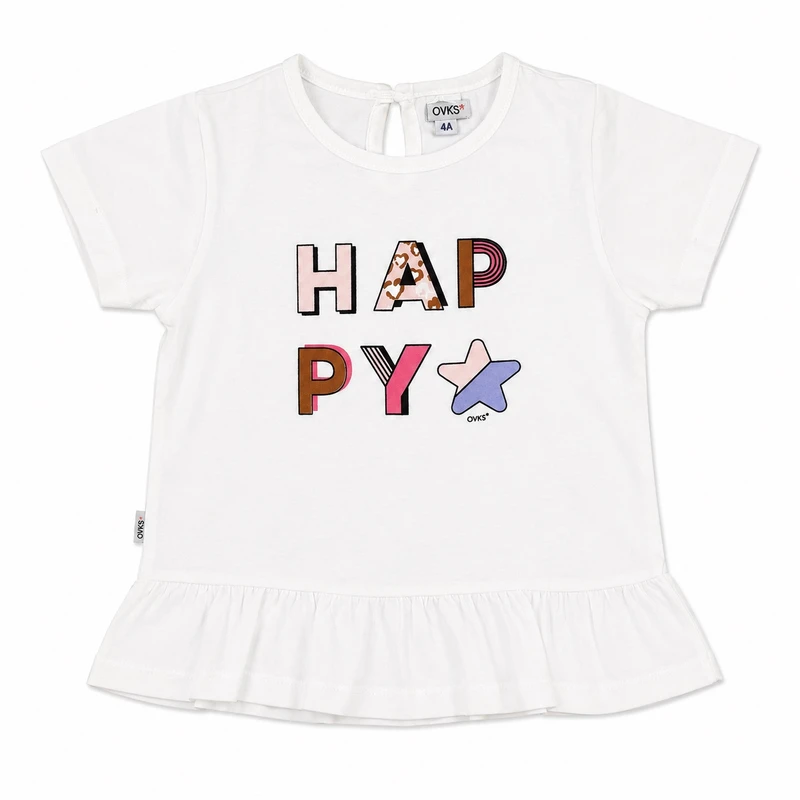 تی‌شرت آستین کوتاه دخترانه اورکیدز مدل happy