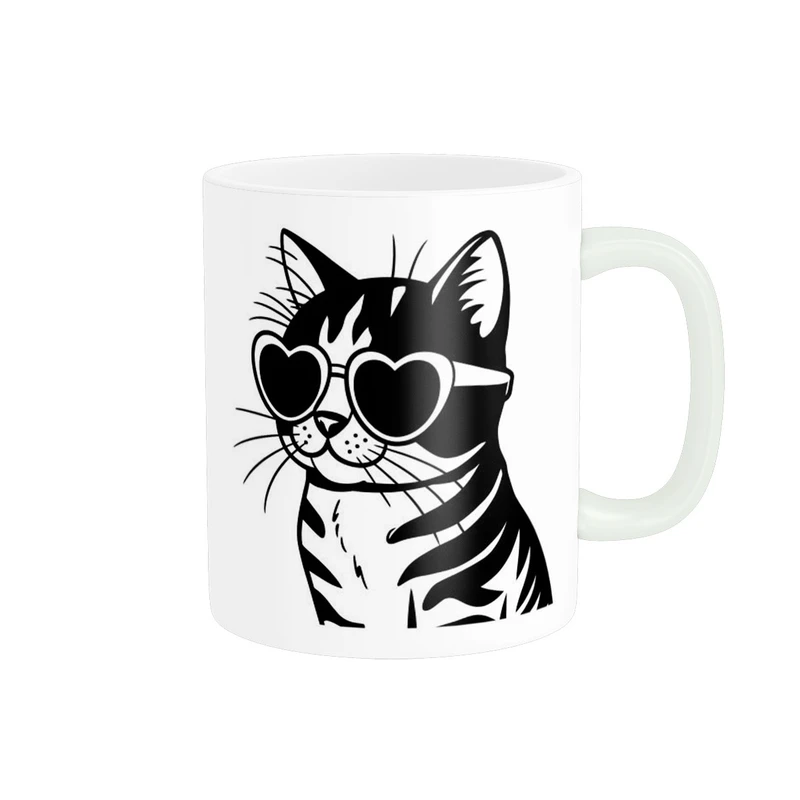 ماگ پاد آفرین مدل گربه بامزه عینک قلبی کد 2038