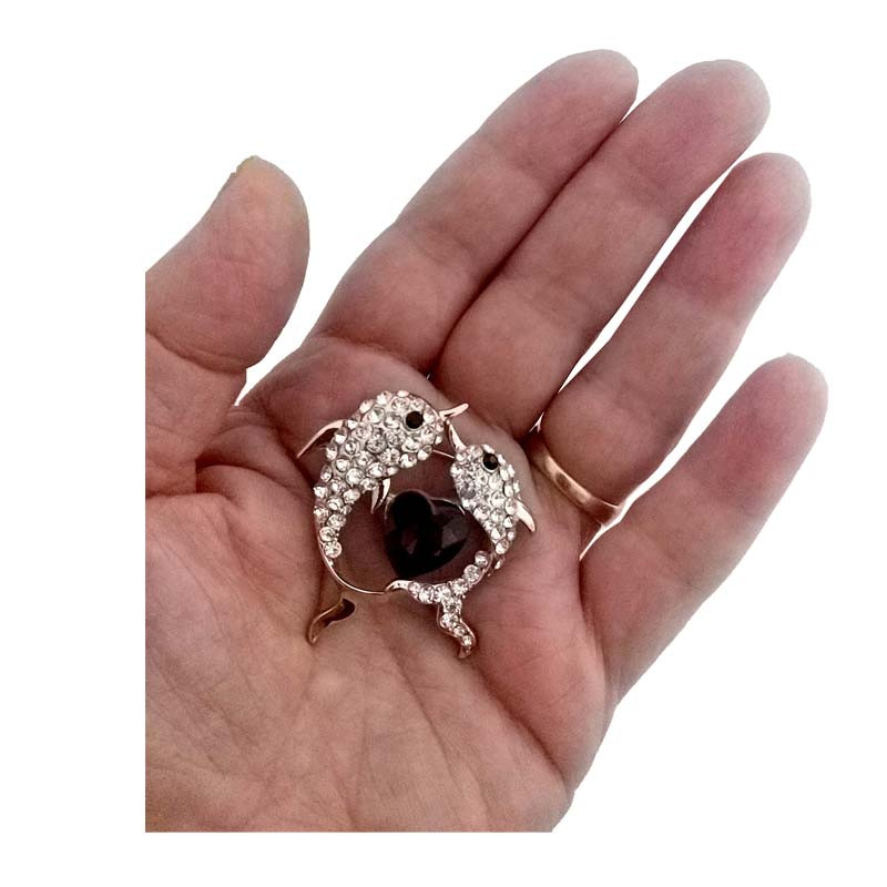 گل سینه دخترانه مدل دو دلفین کد DO-11