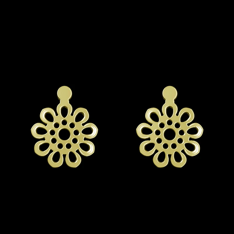 گوشواره طلا 18 عیار زنانه مدوپد مدل گل کد GA1-12366
