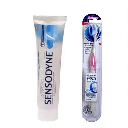 خمیر دندان سنسوداین مدل Whitening حجم 75 میلی لیتر به همراه مسواک سنسوداین مدل Repair با برس خیلی نرم