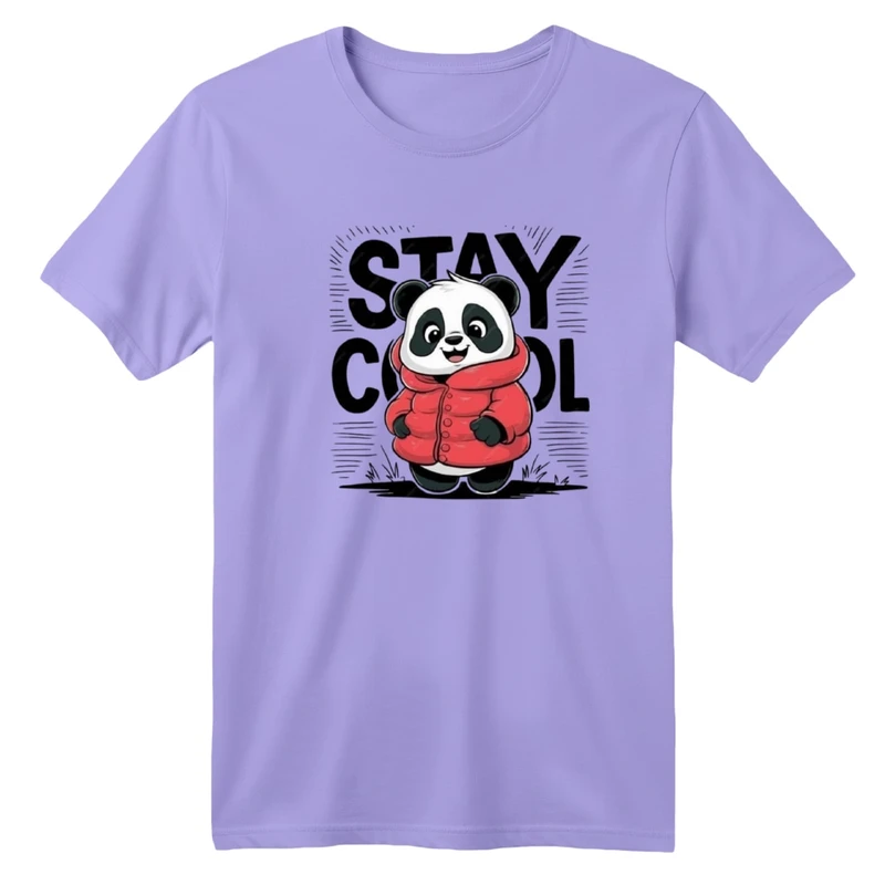 تی‌شرت آستین کوتاه لانگ یقه گرد بچگانه مدل پاندا