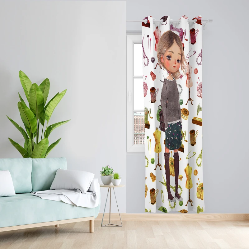 پرده طرح کودک مدل مخمل پانچی کد L 1175L Z سایز 140x200 سانتی متر