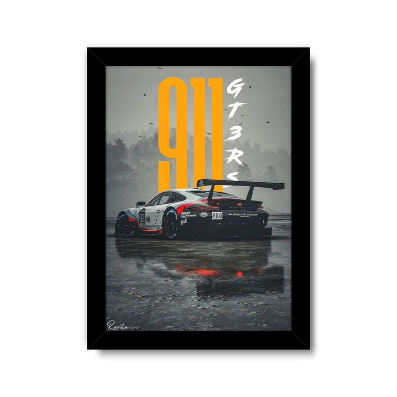 تابلو راویتا طرح ماشین پورشه 911 کد 3578 فریم مشکی