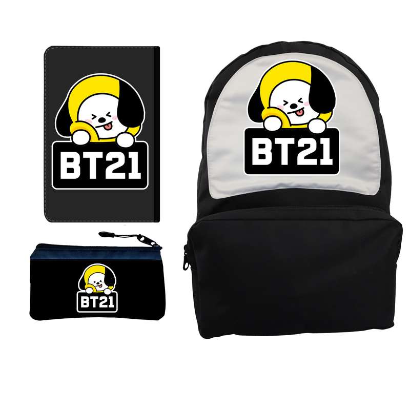 کوله پشتی مدل bts bt-21 به همراه کلاسور و جامدادی