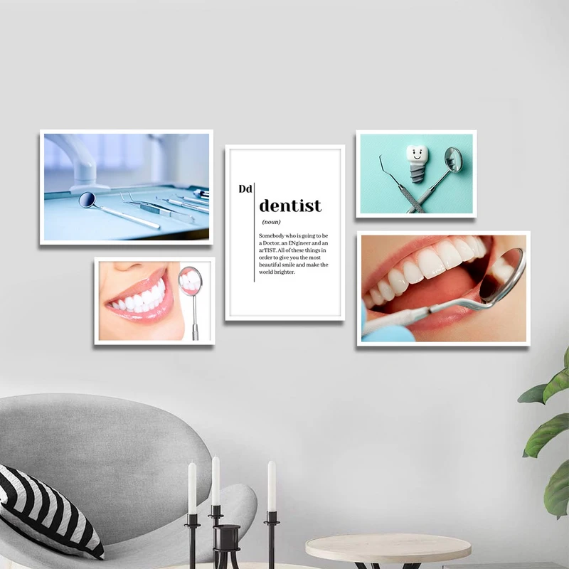 تابلو بکلیت طرح لبخند و دندانپزشکی مدل شاین اکلیلی W-1325 مجموعه 5 عددی