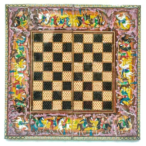 صفحه شطرنج خاتم کاری مدل خاتم و نقاشی طرح چوگان کد 121