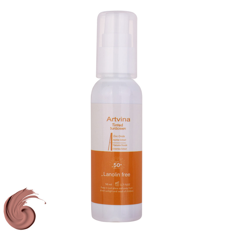 کرم ضد آفتاب رنگی آرت وینا SPF 50 مدل جوجوبا محافظ UVA ، UVB مناسب انواع پوست حجم 50 میلی لیتر