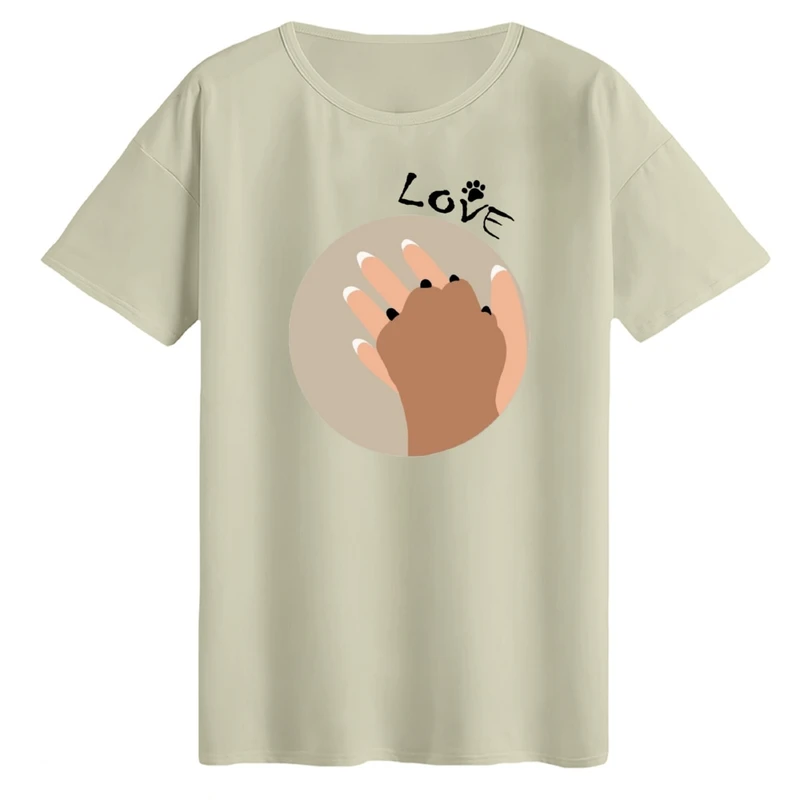 تی‌شرت لانگ آستین کوتاه زنانه مدل دوستدار حیوانات