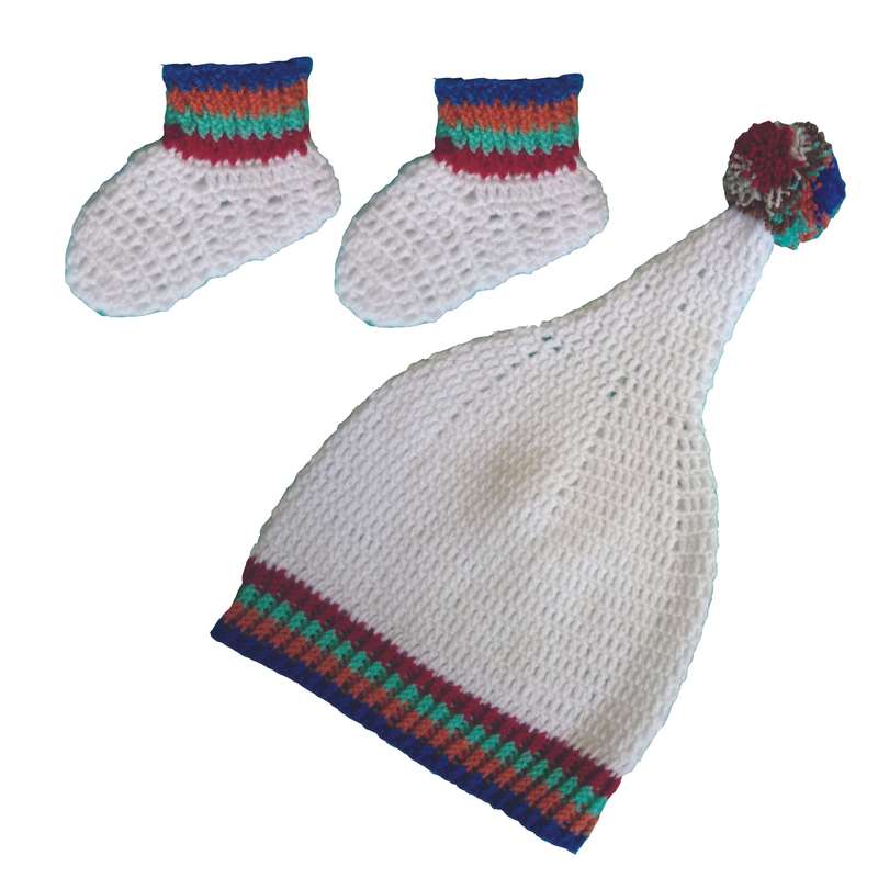 ست کلاه و پاپوش نوزادی مدل رنگی