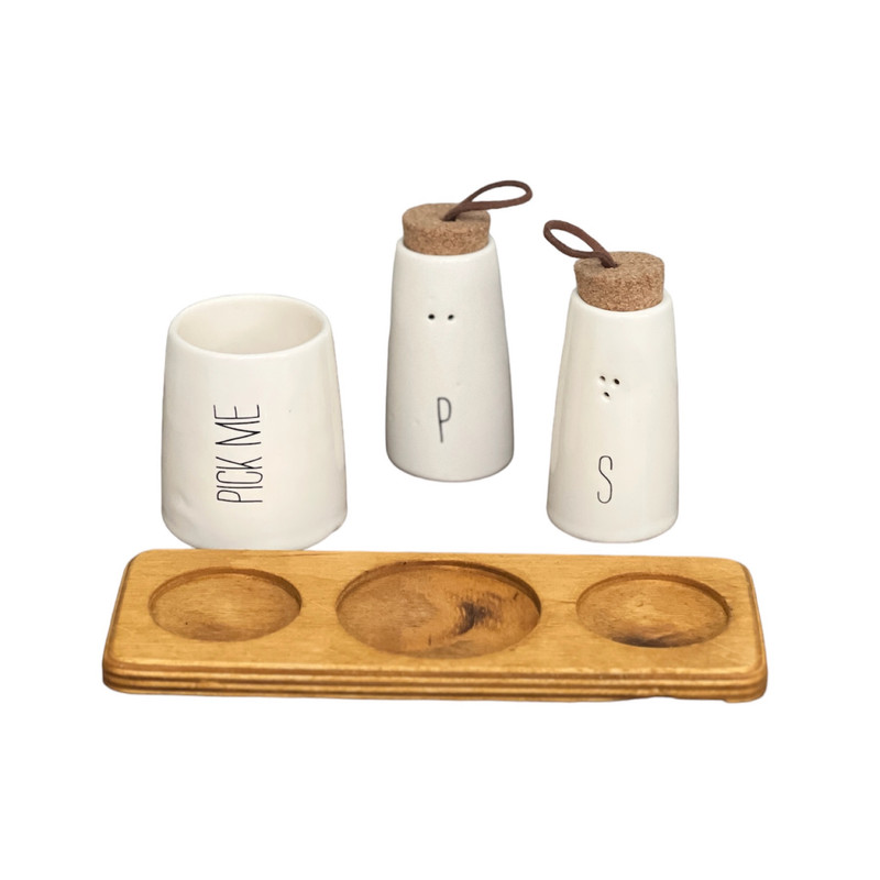 ست نمک پاش و فلفل پاش و ظرف خلال دندان مدل تکست