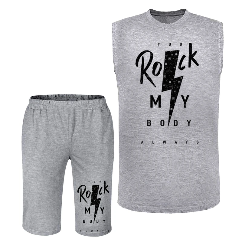 ست تاپ و شلوارک مردانه مدل A293 ROCK رنگ
طوسی