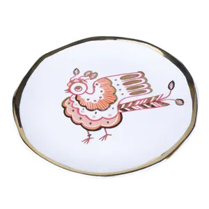 پیش دستی سفالی طرح مرغ کد 5
