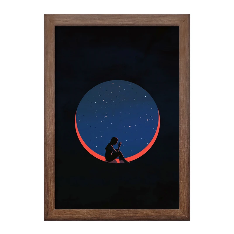 تابلو خندالو طرح دختر و کهکشان کد F3595